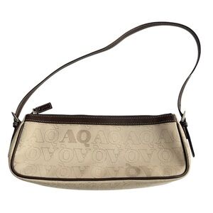 Aquascutum Y2K Logo Jacquard Baguette Shoulder Bag Beige Brown Vintage Monogram